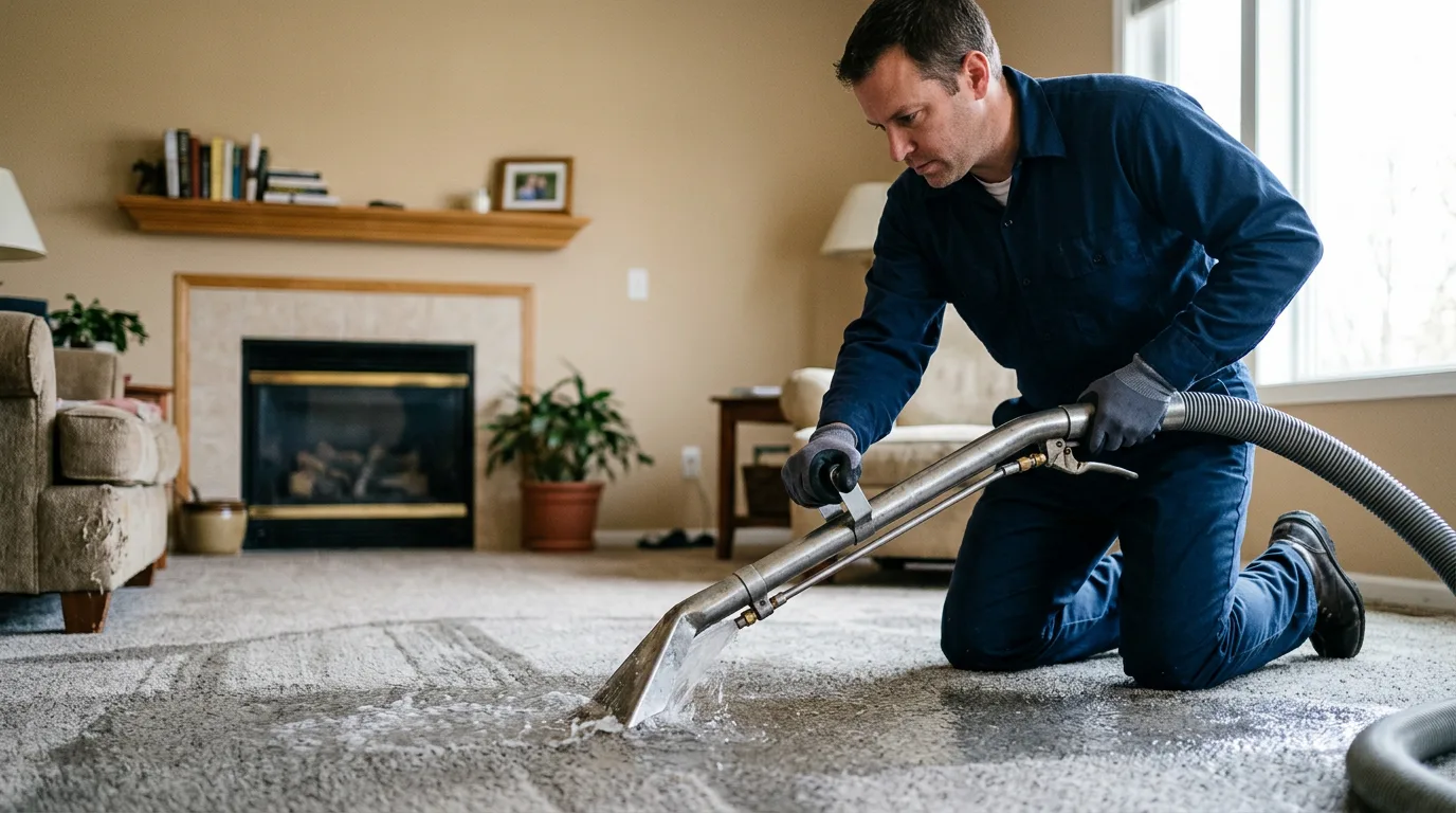Water damage restoration technician working near Edgerton, WI